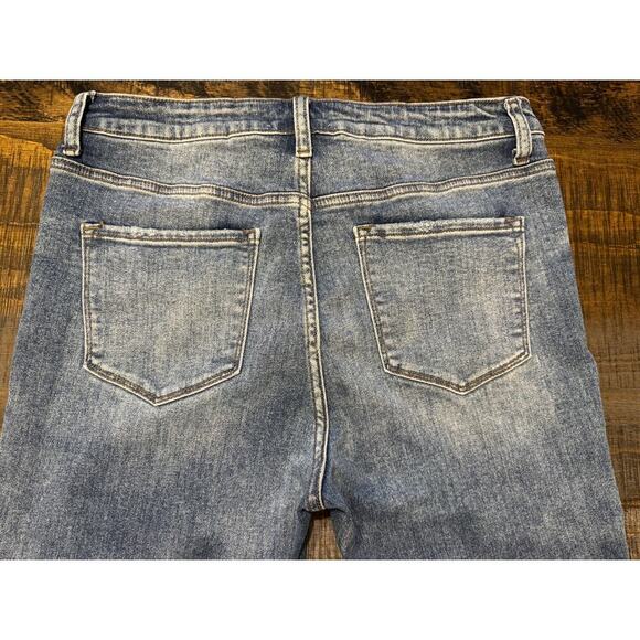 Vervet High Rise Button Fly Taper leg Beach Distress Jeans 31 Blue - Picture 5 of 5